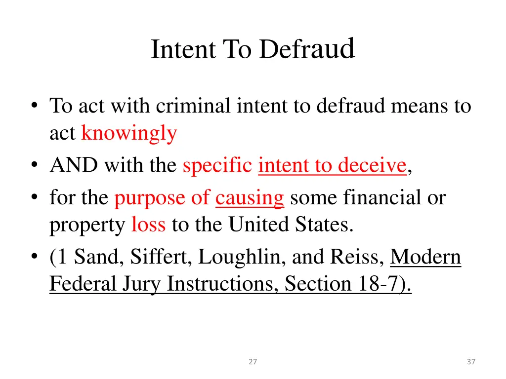 intent to defr aud