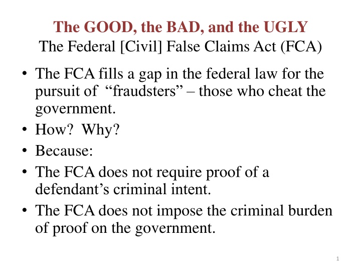 the good the bad and the ugly the federal civil