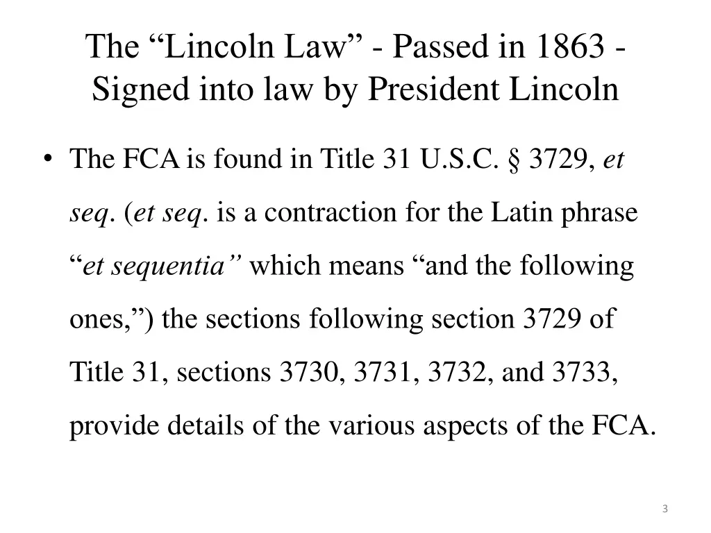 the lincoln law passed in 1863 signed into