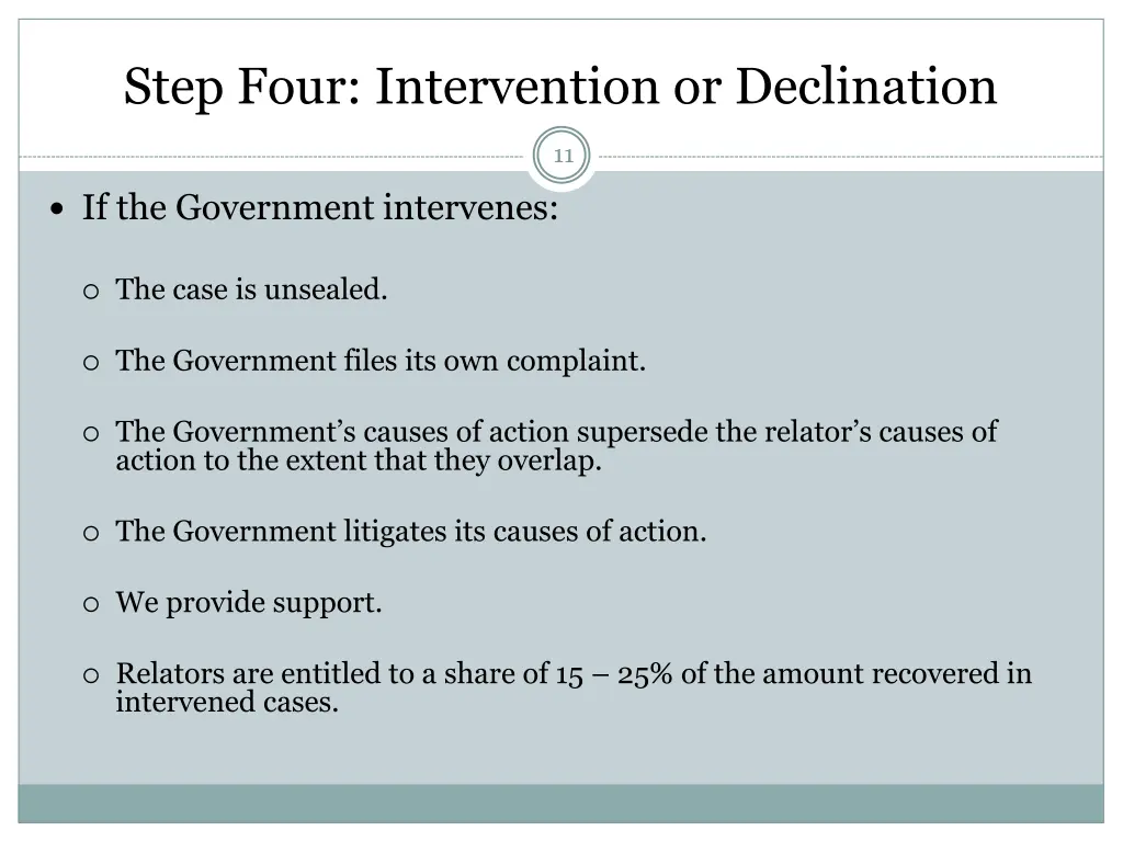 step four intervention or declination