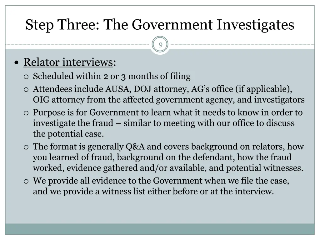 step three the government investigates 1