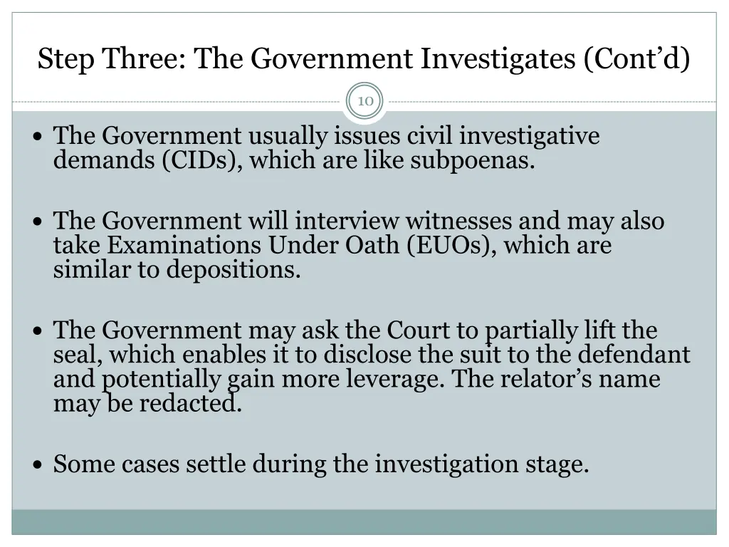 step three the government investigates cont d