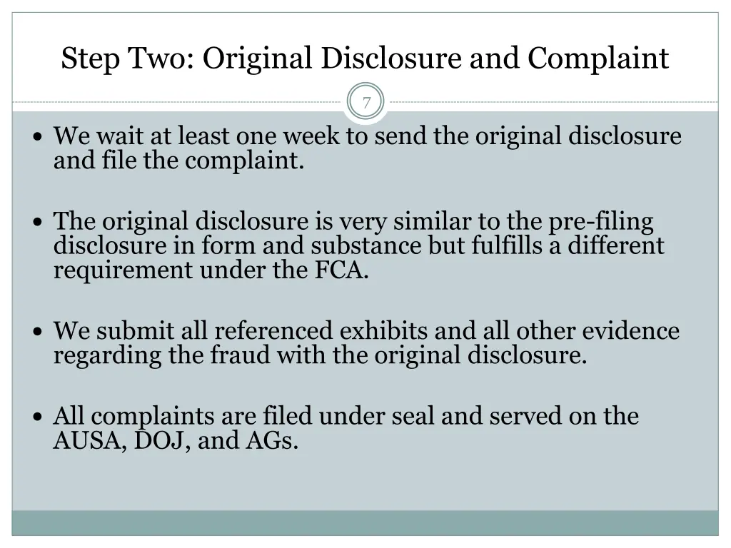 step two original disclosure and complaint