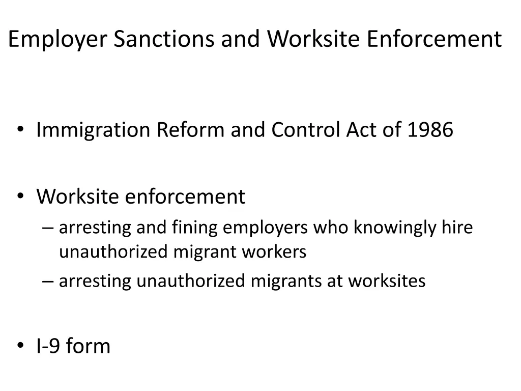 employer sanctions and worksite enforcement