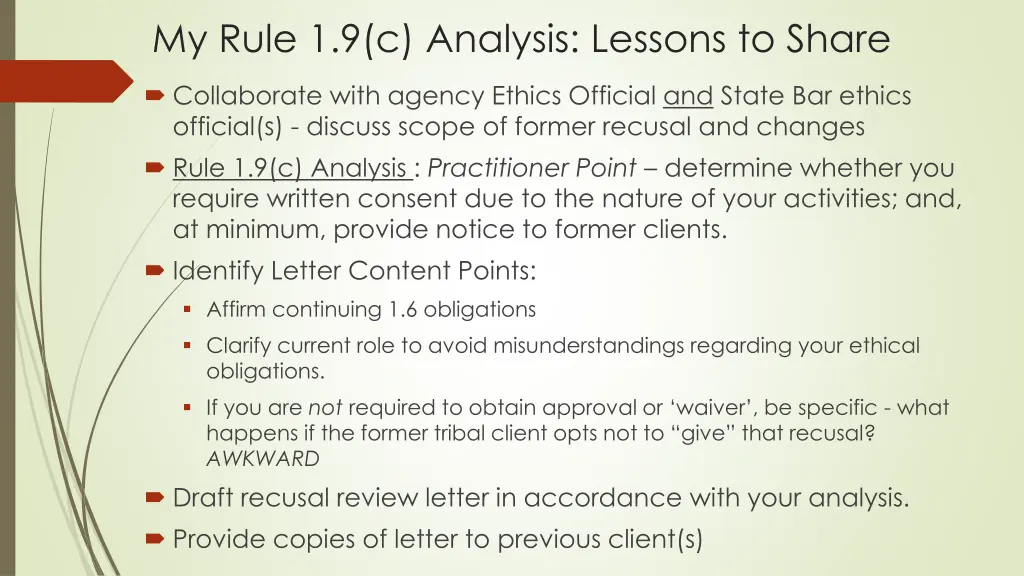 my rule 1 9 c analysis lessons to share