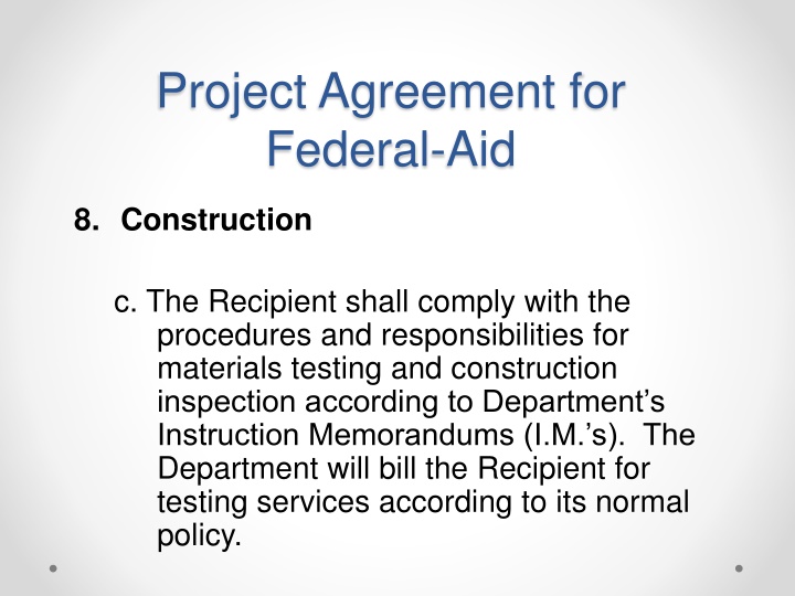 project agreement for federal aid