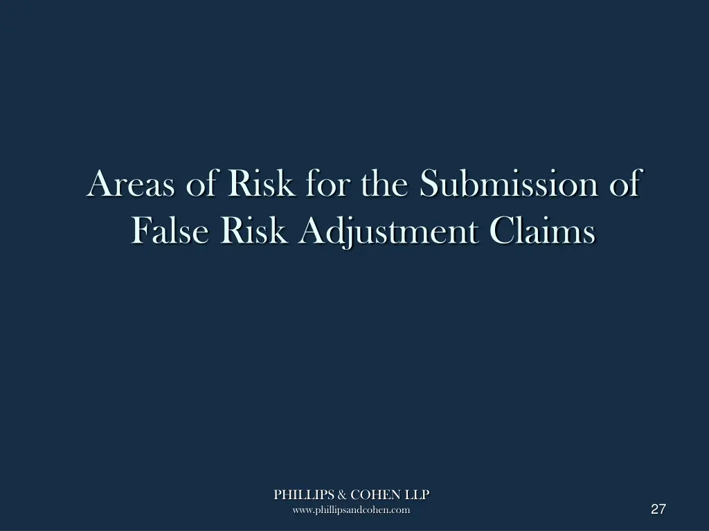 areas of risk for the submission of false risk