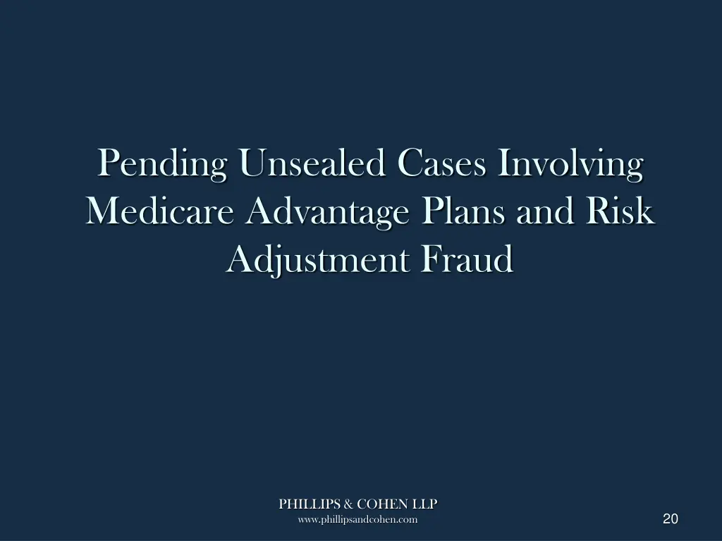 pending unsealed cases involving medicare