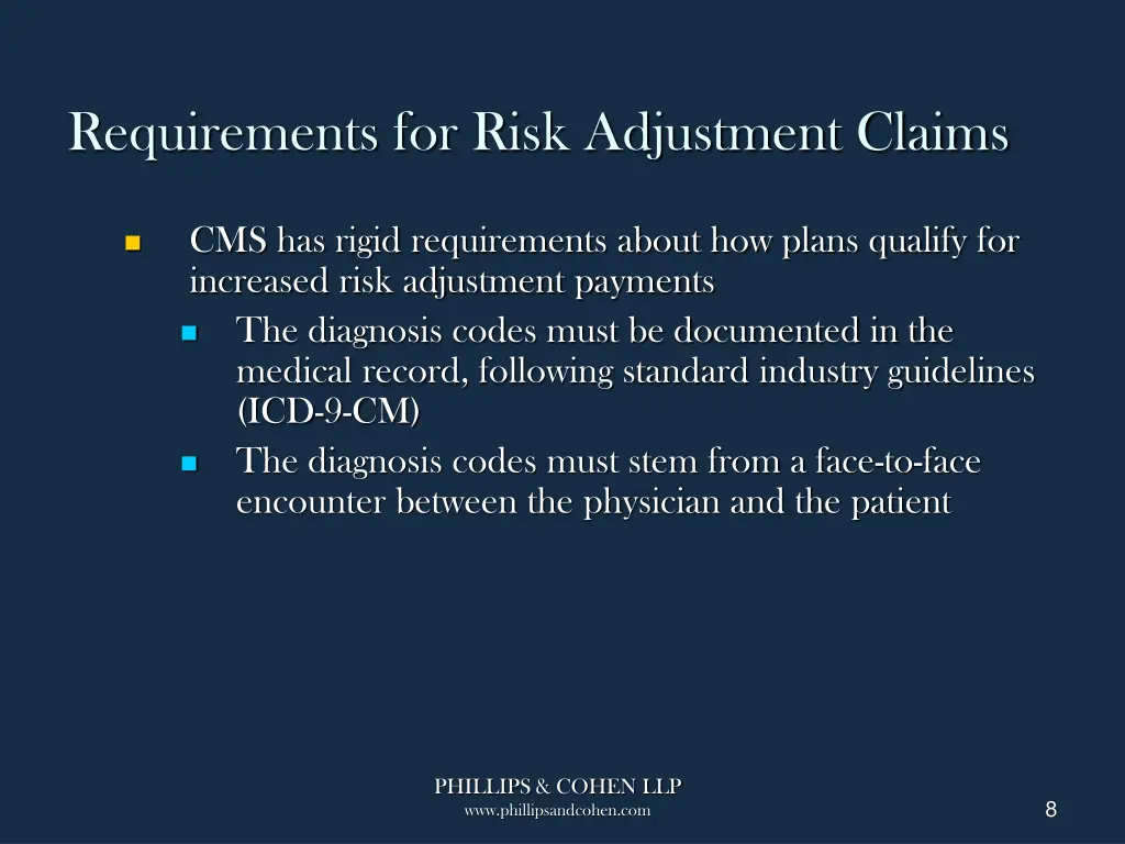 requirements for risk adjustment claims 1