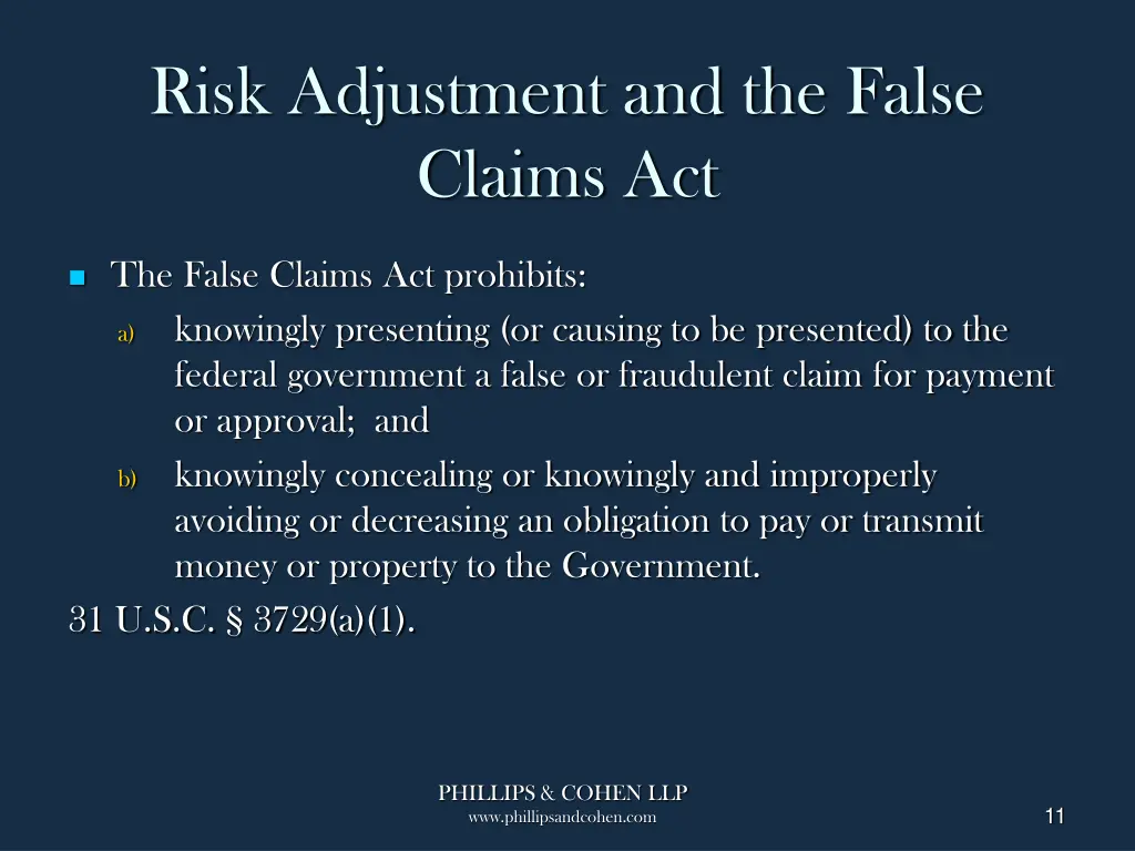 risk adjustment and the false claims act