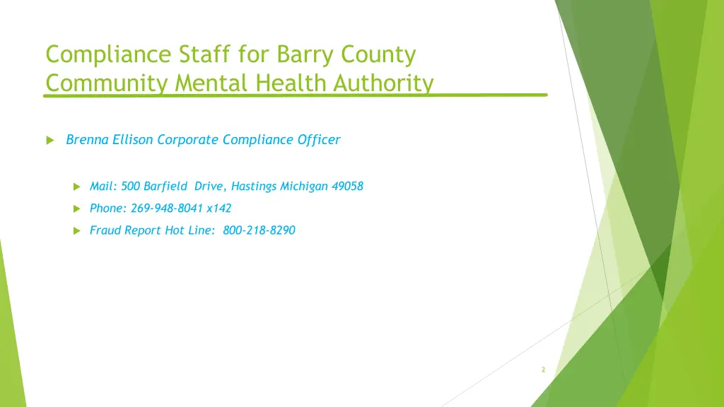 compliance staff for barry county community