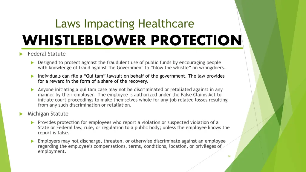 laws impacting healthcare whistleblower protection