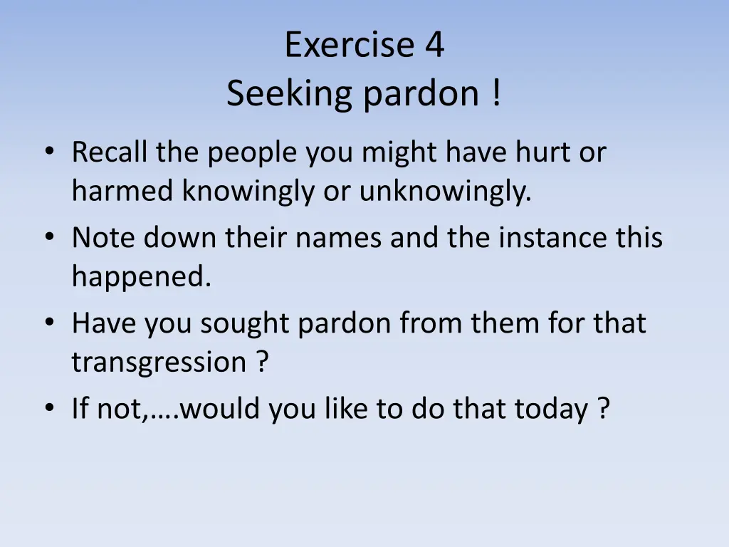 exercise 4 seeking pardon