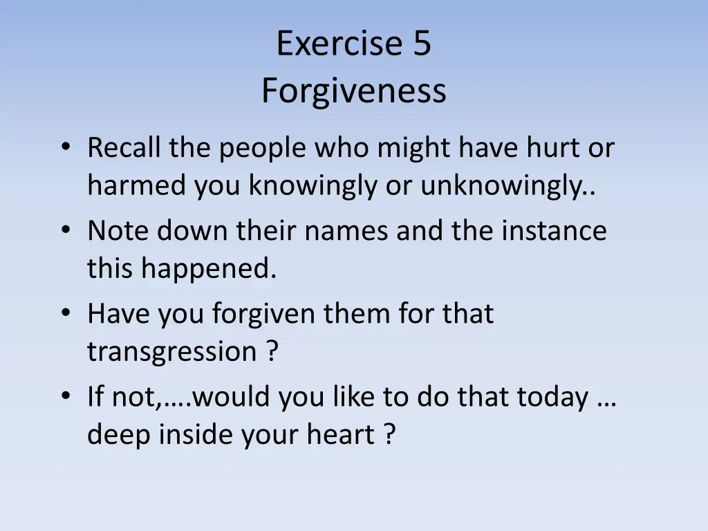 exercise 5 forgiveness