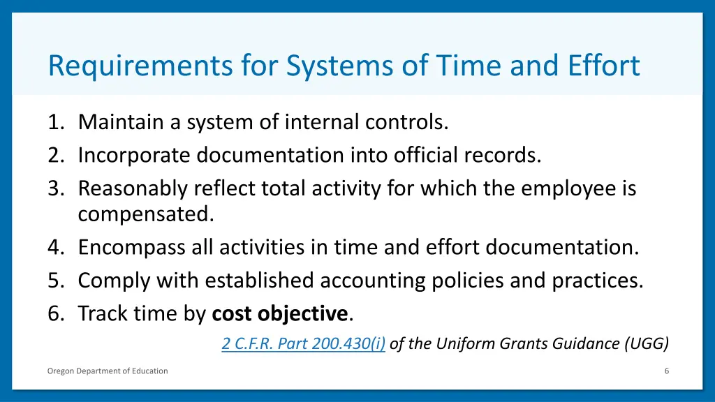 requirements for systems of time and effort