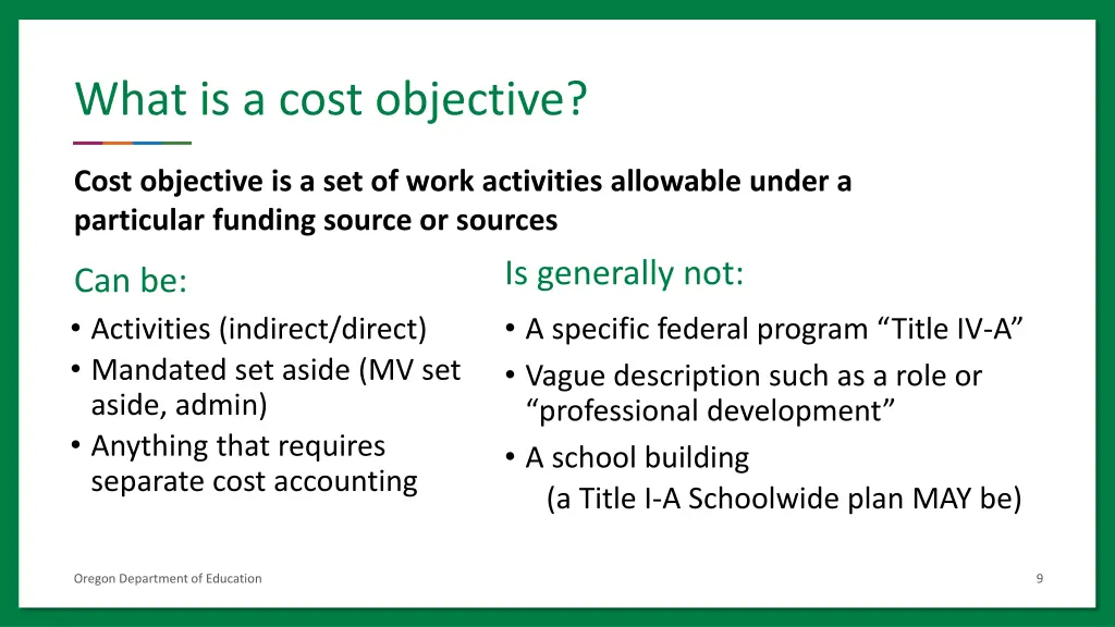 what is a cost objective