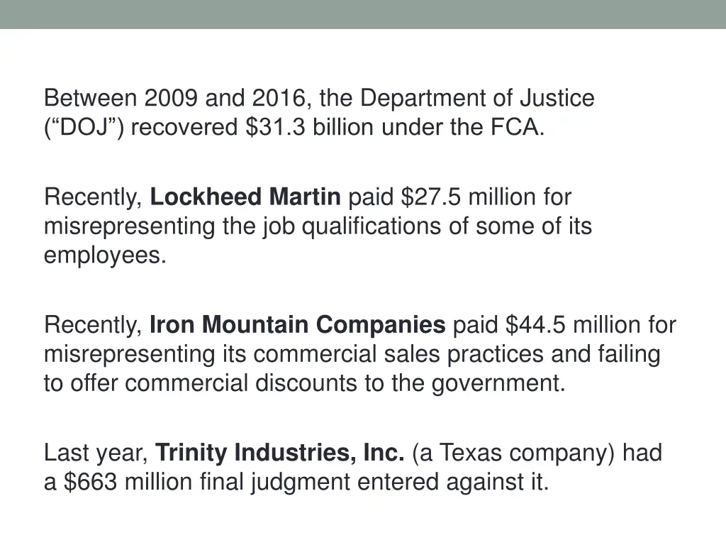 between 2009 and 2016 the department of justice