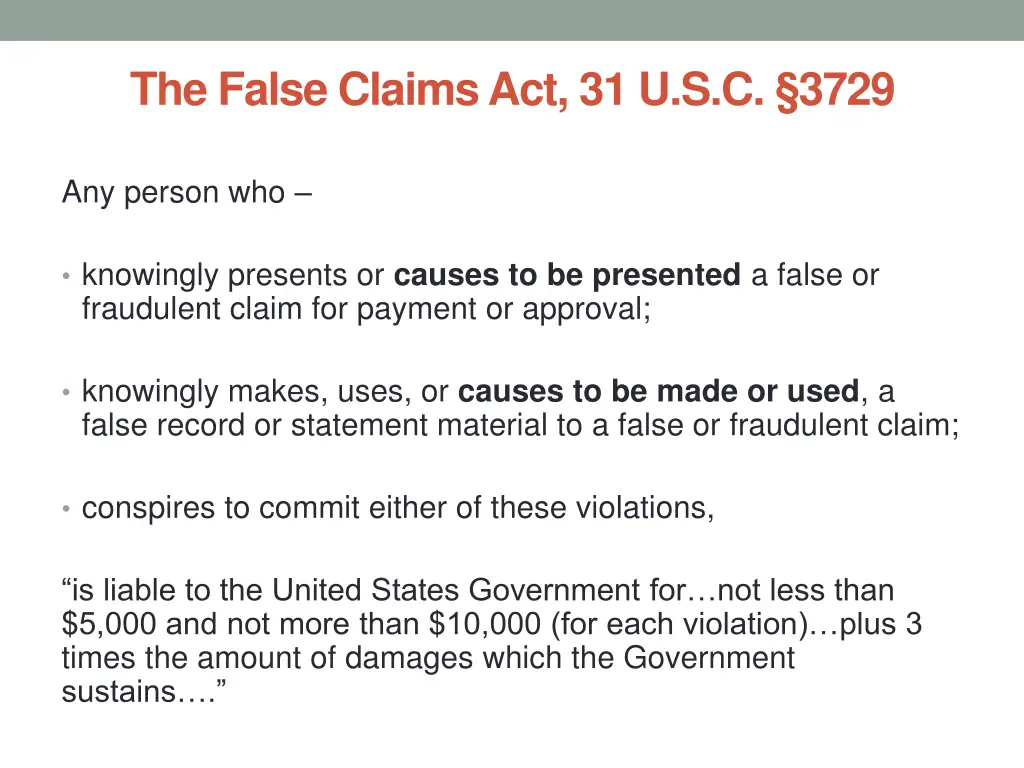 the false claims act 31 u s c 3729