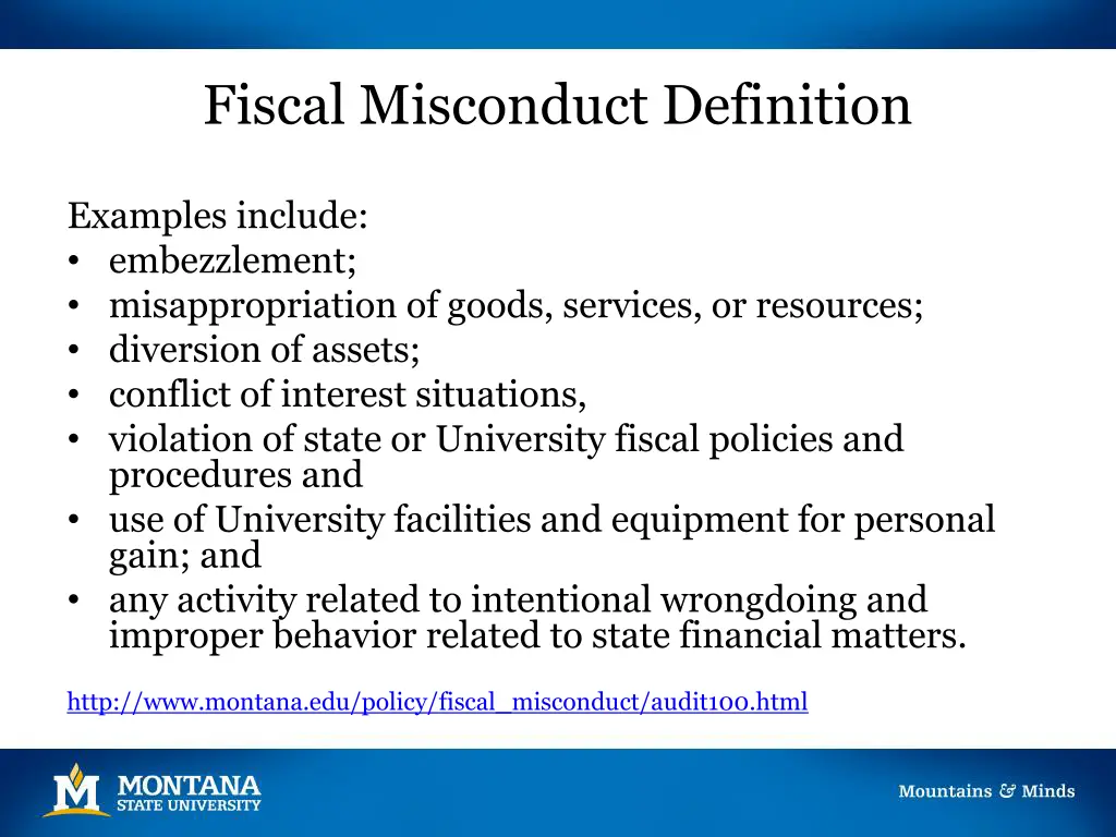 fiscal misconduct definition