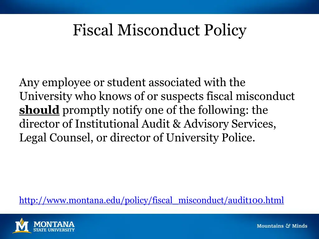 fiscal misconduct policy