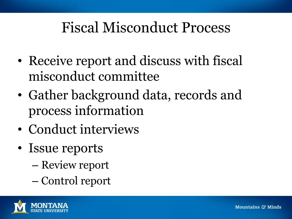 fiscal misconduct process