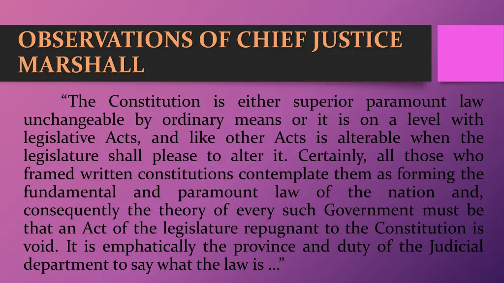 observations of chief justice marshall