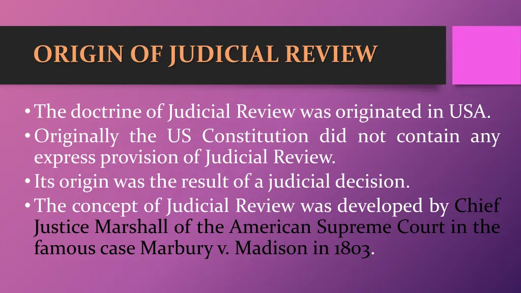 origin of judicial review