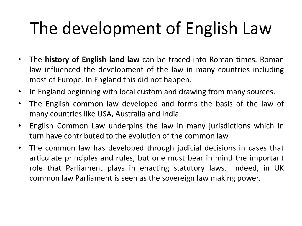 the development of english law