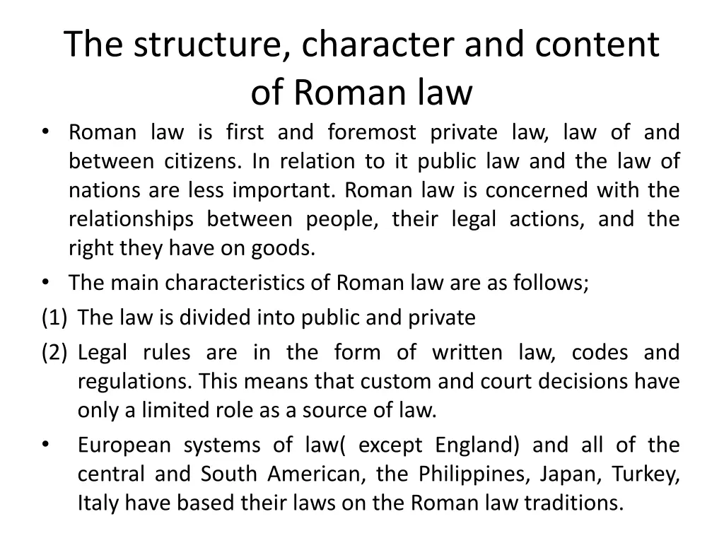 the structure character and content of roman