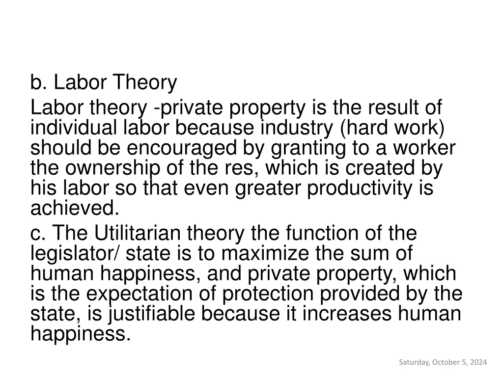 b labor theory labor theory private property