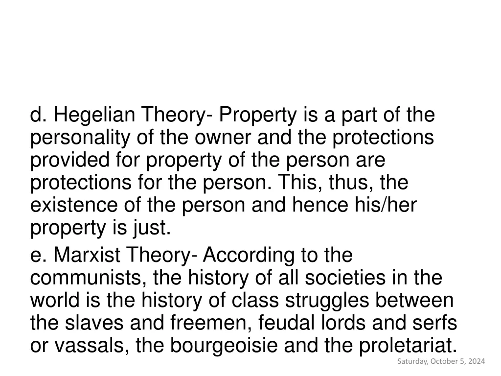 d hegelian theory property is a part