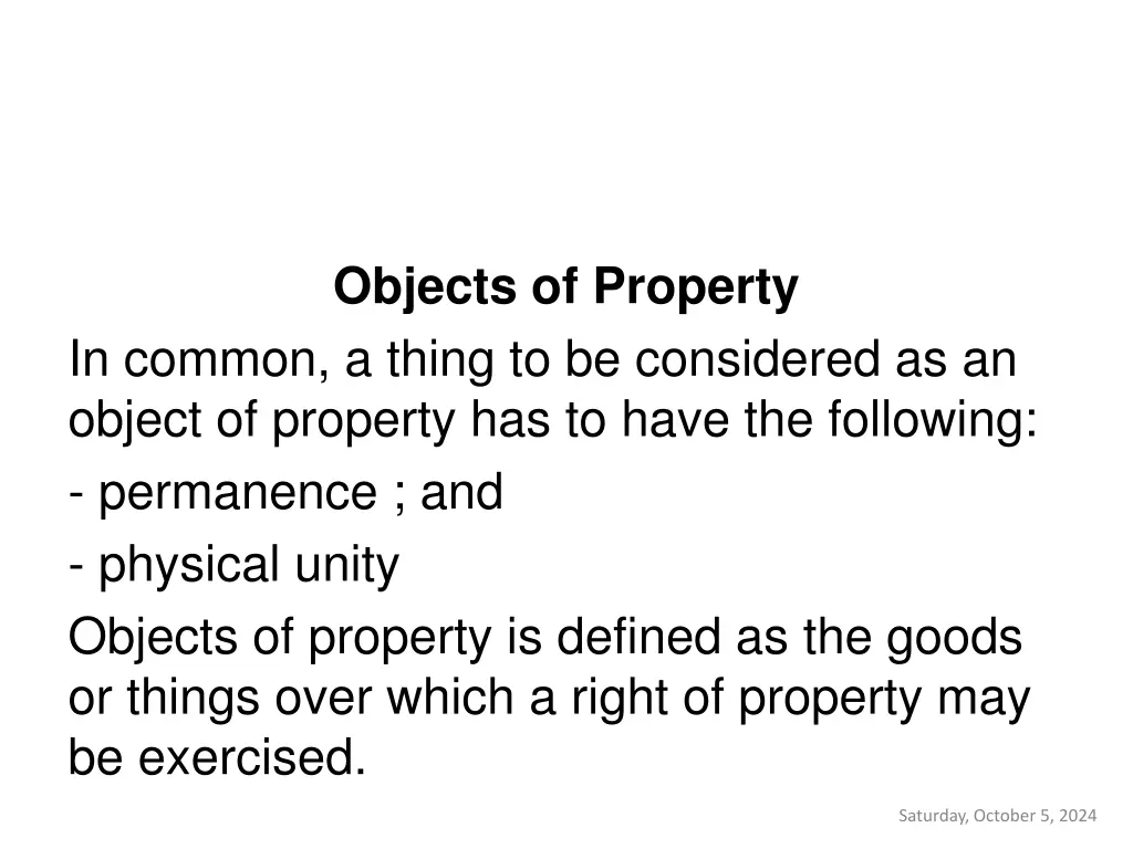 objects of property