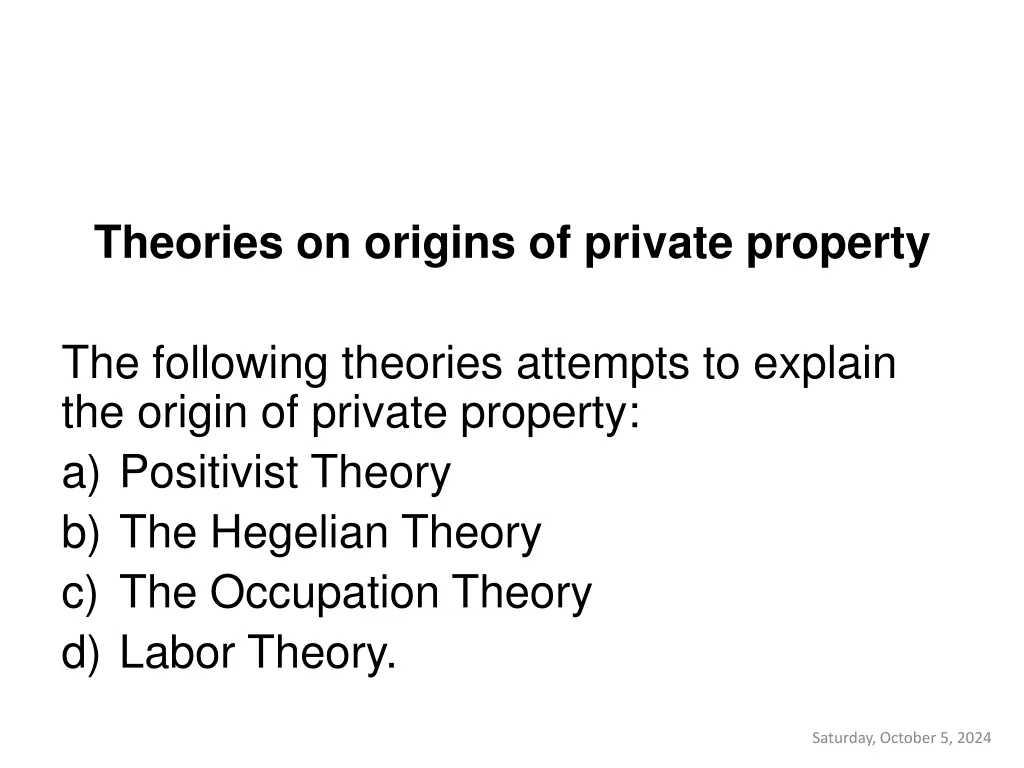 theories on origins of private property