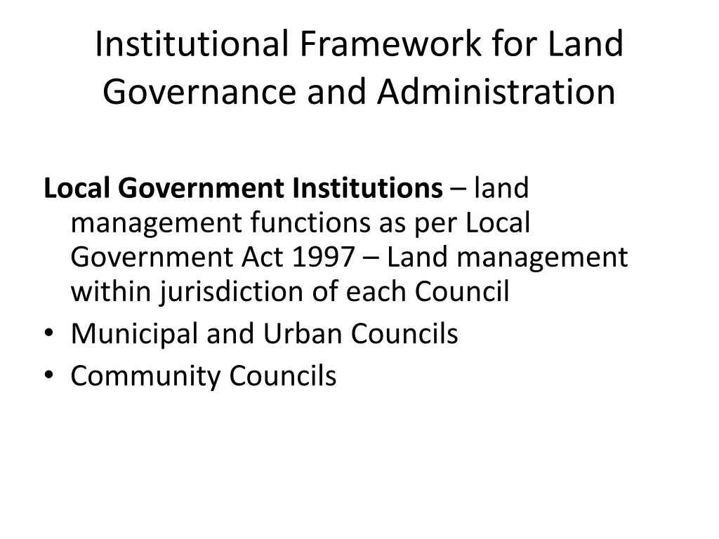 institutional framework for land governance 1