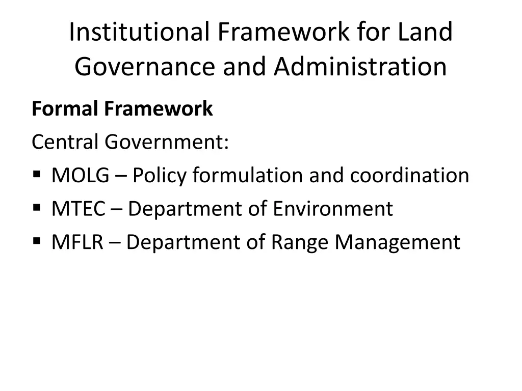 institutional framework for land governance