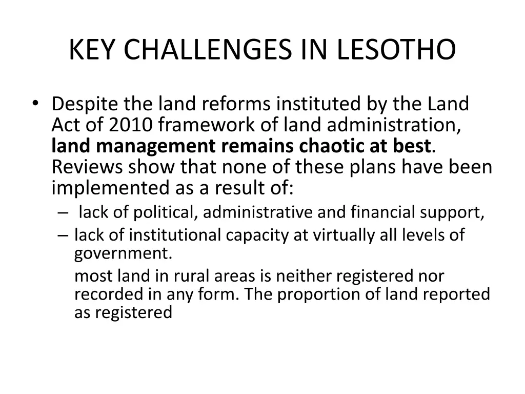 key challenges in lesotho