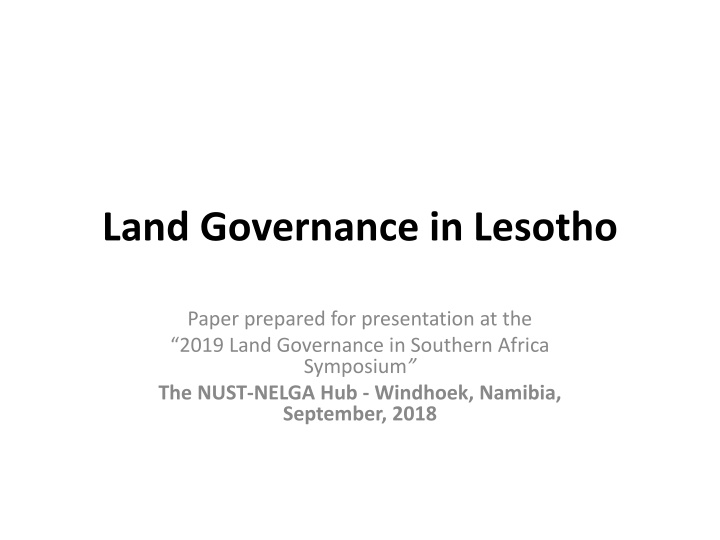 land governance in lesotho