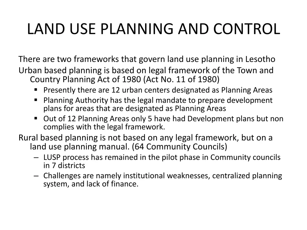 land use planning and control