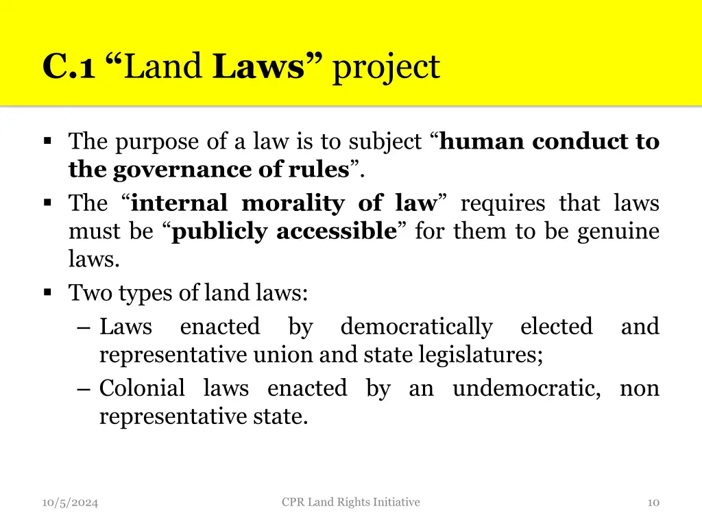 c 1 land laws project