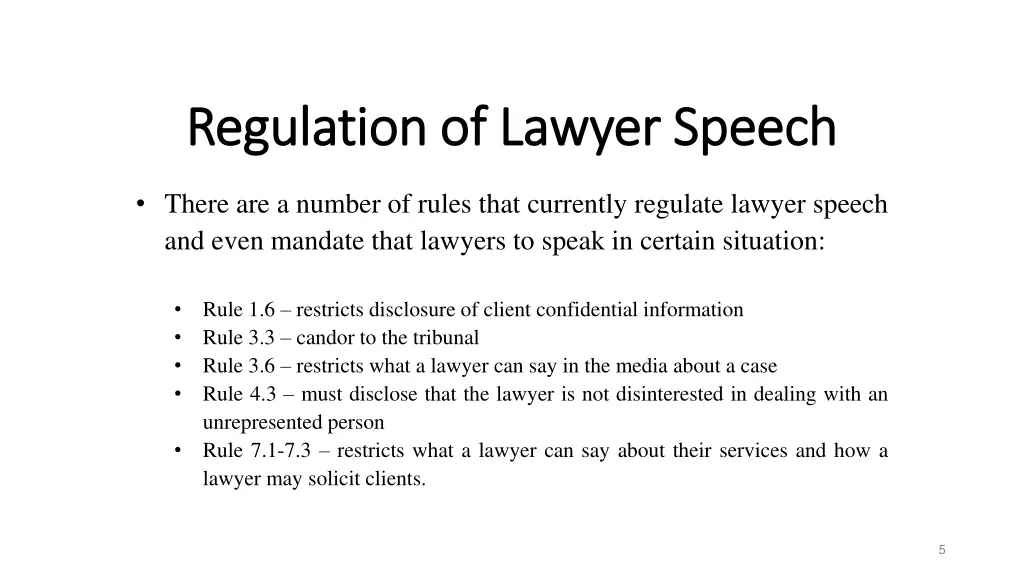 regulation of lawyer speech regulation of lawyer