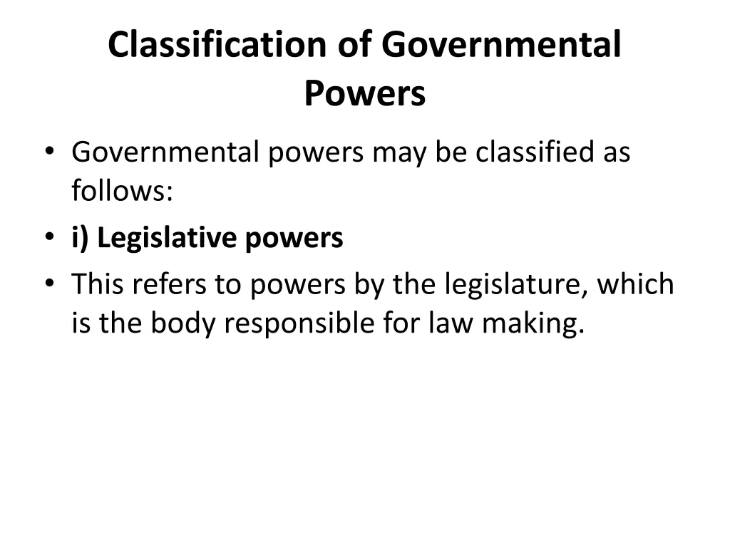 classification of governmental powers