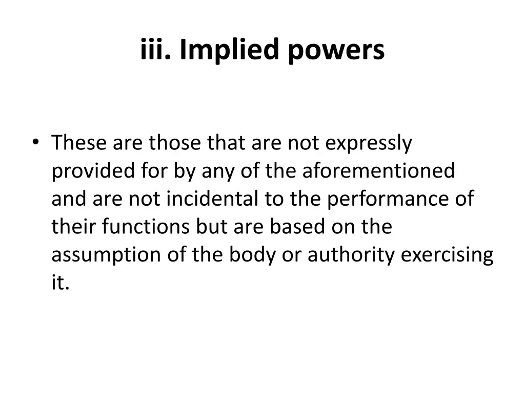 iii implied powers