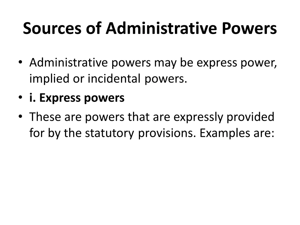 sources of administrative powers