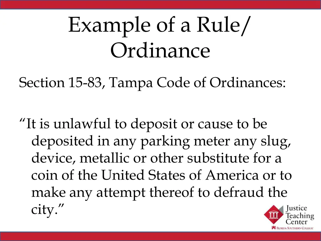 example of a rule ordinance