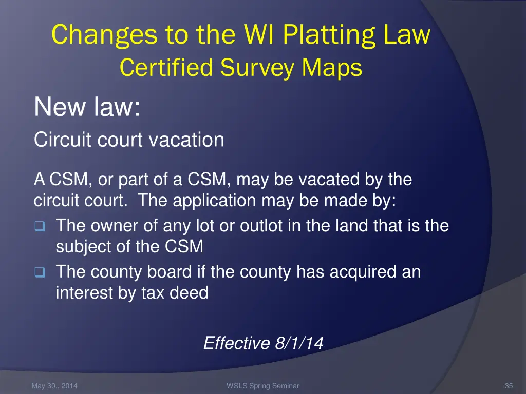 changes to the wi platting law certified survey 4