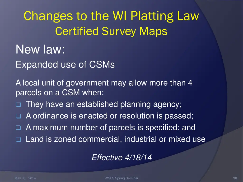 changes to the wi platting law certified survey 5