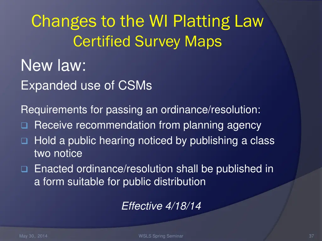 changes to the wi platting law certified survey 6