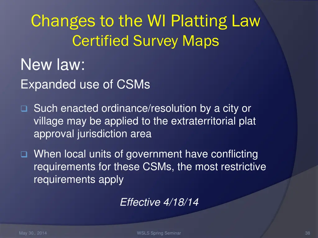 changes to the wi platting law certified survey 7