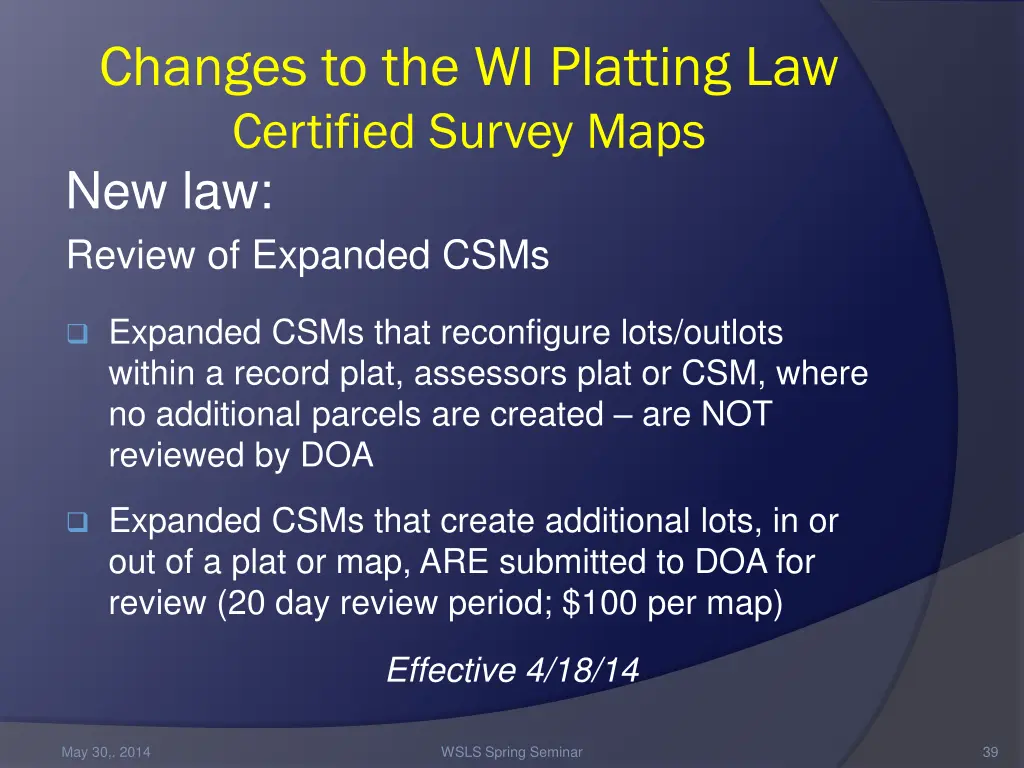 changes to the wi platting law certified survey 8