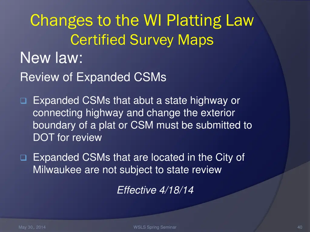 changes to the wi platting law certified survey 9